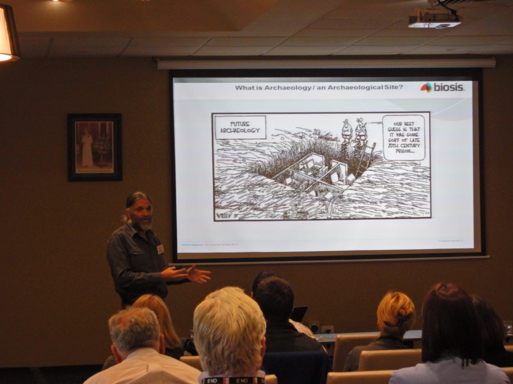 Gary Vines, Senior Historical Archaeologist, presenting to the Shepparton session