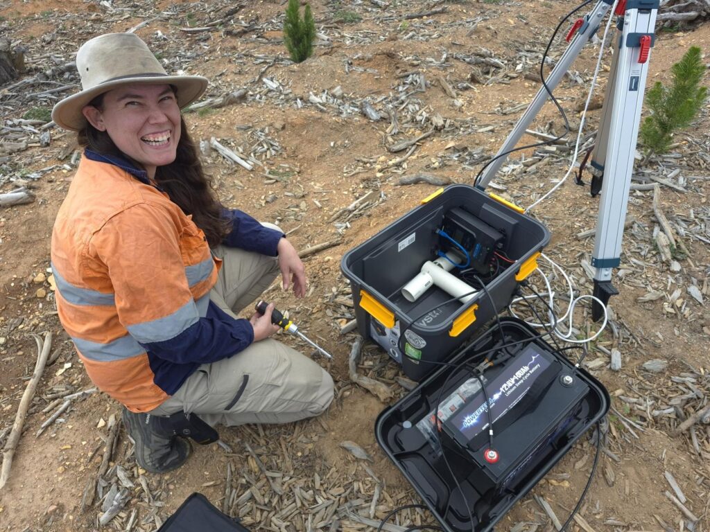 Ecologist Felicity Williams with bat survey equipment