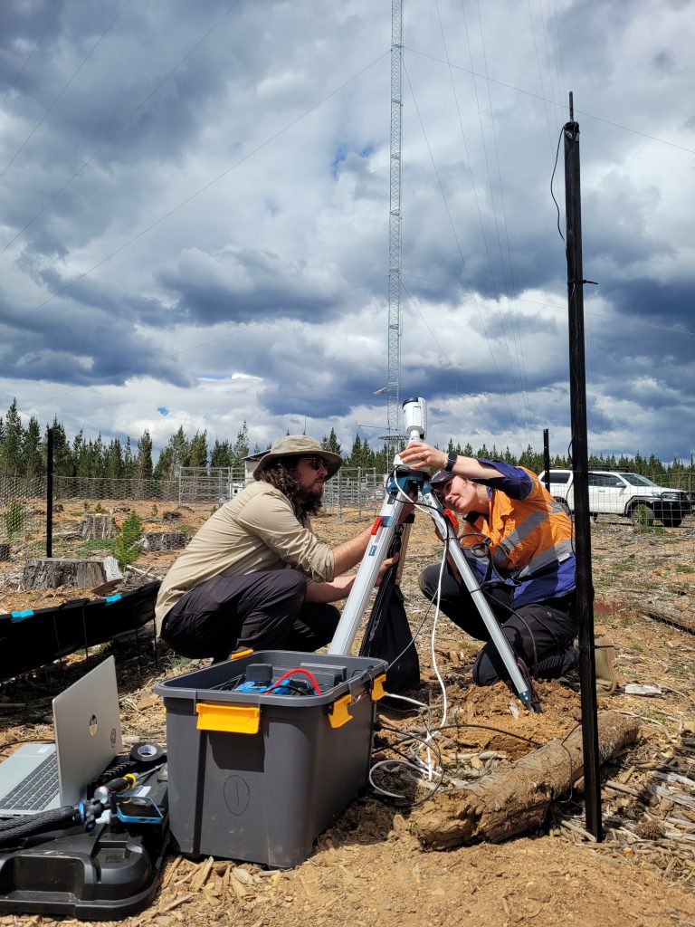 Emma Heath and Wes Hart installing thermal cameras